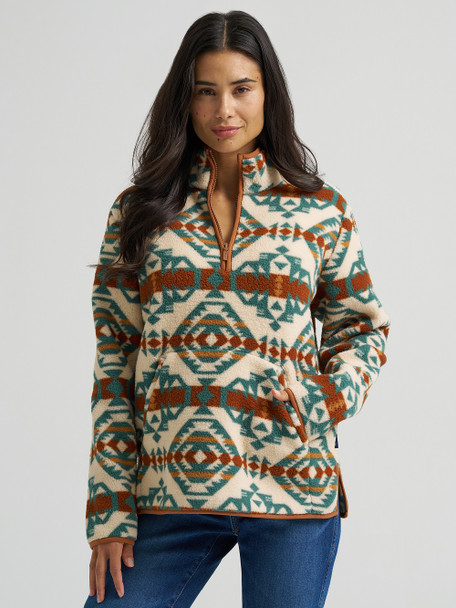 WRANGLER VINTAGE SHERPA TURQUOISE ZIP - LADIES SWEATSHIRT  - 112382729