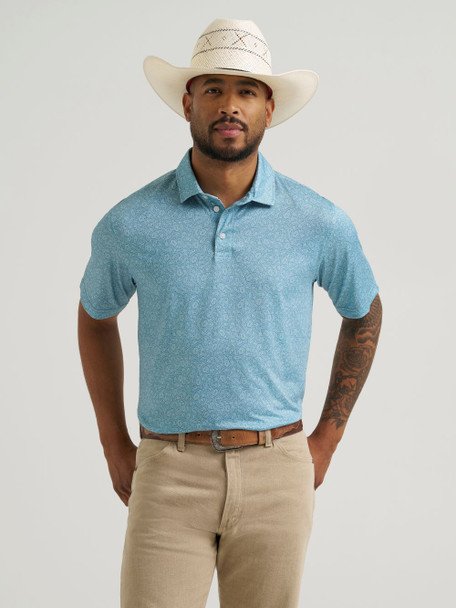 WRANGLER ATG X PRFORMANCE CYAN PAISLEY - MENS POLO  - 112375265
