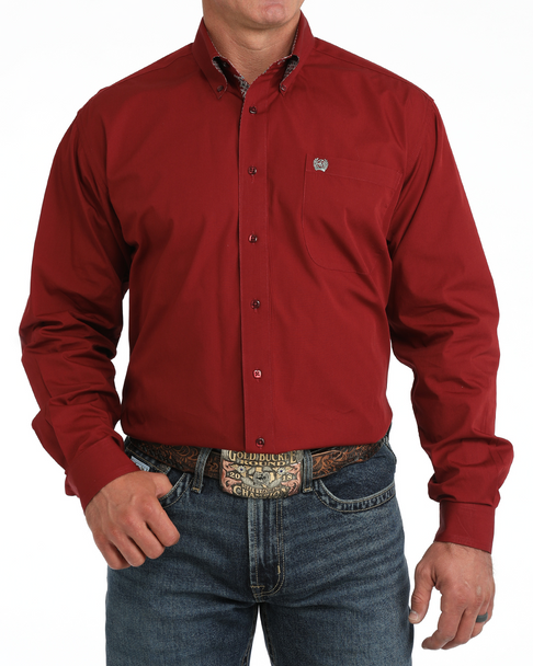 CINCH BURGUNDY SOLID - MENS SHIRT  - MTW1106139