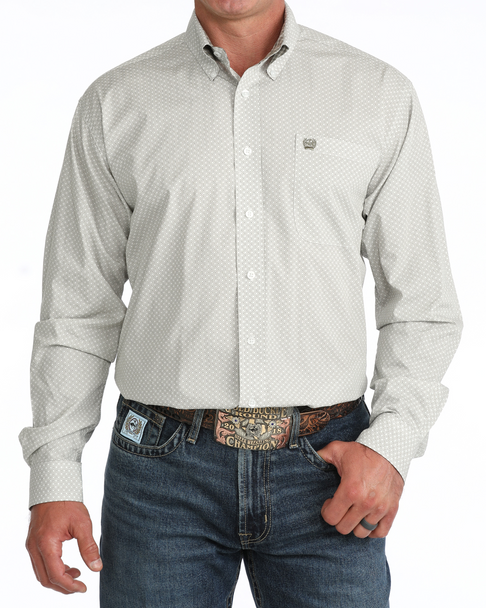 CINCH OLIVE GEOMETRIC PRINT - MENS SHIRT  - MTW1106128