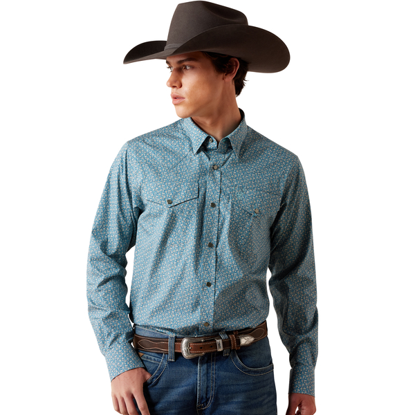 ARIAT WF BRAM FITTED BLUE FLORAL - MENS SHIRT  - 10079659