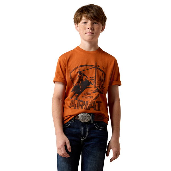 ARIAT TOUGH AS LEATHER BROWN PRINT - KIDS BOYS SHIRT - 10079529