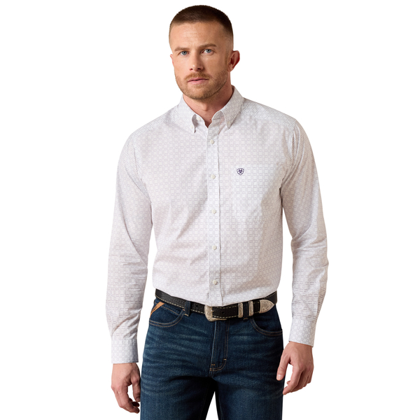 ARIAT PACE WHITE GEOMETRIC PRINT - MENS SHIRT  - 10079421