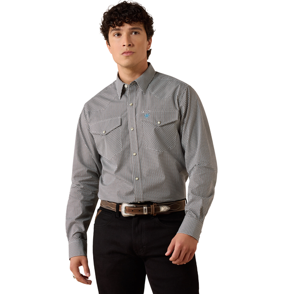 ARIAT CHAS FITTED SNAP BLACK GEO - MENS SHIRT  - 10079510