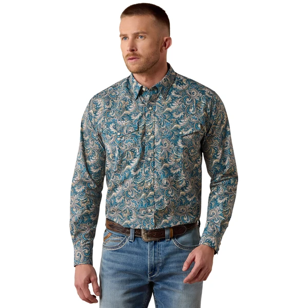 ARIAT CEDRIC BLUE PAISLEY PRINT - MENS SHIRT  - 10079534