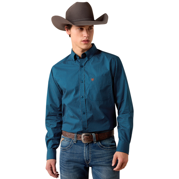 ARIAT CLAUDE FITTED SAILOR BLUE GEO - MENS SHIRT  - 10079444