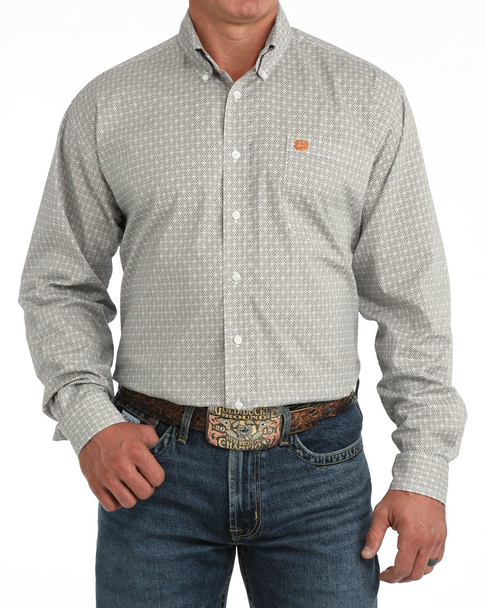 CINCH WHITE GEOMETRIC PRINT - MENS SHIRT  - MTW1106133