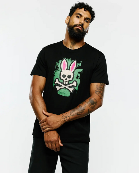 PSYCHO BUNNY MARCUS BUNNY GRAPHIC TEE-BLACK - MENS TEE  - MT0200306-001