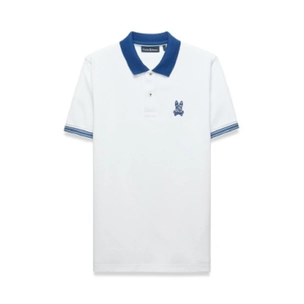 PSYCHO BUNNY DREW PIQUE POLO-WHITE - MENS POLO  - MT0100237-100