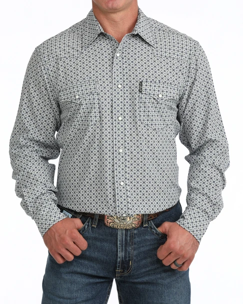 CINCH ARENAFLEX MODERN WHITE PRINT - MENS SHIRT  - MTW1303111