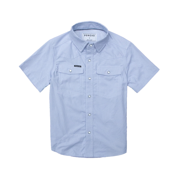 PONCHO  BLUE MICROCHECK PEARL SNAPS - KIDS BOYS SHIRT - THE HEAD HONCHO