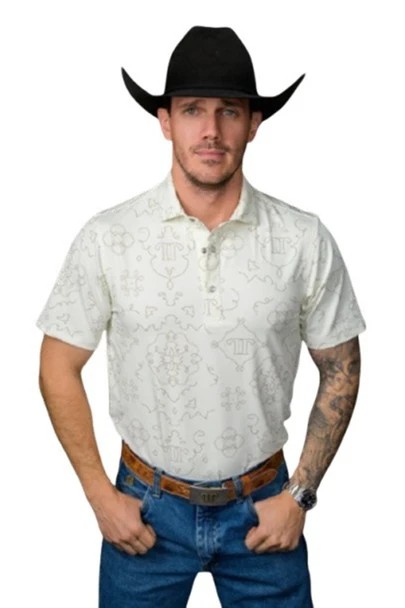 FERREL THE CARSON POLO CREAM PRINT - MENS POLO  - FP1026117