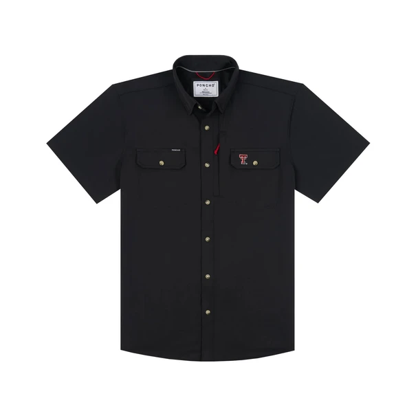 PONCHO  BLACK TEXAS TECH - MENS SHIRT ORIGINAL BUTTONS - THE TORTILLA