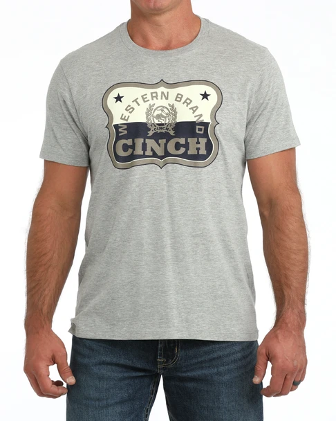 CINCH GRAY LOGO PRINT - MENS TEE  - MTT1690747