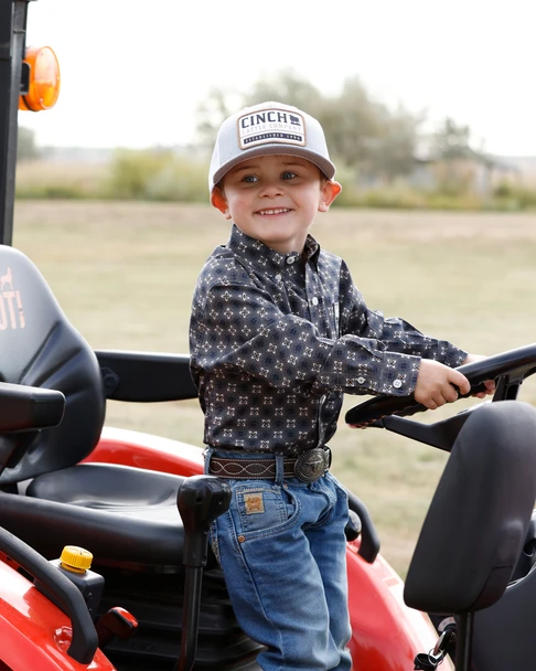 CINCH TODDLER BROWN GEO PRINT - KIDS BOYS SHIRT - MTW7061427