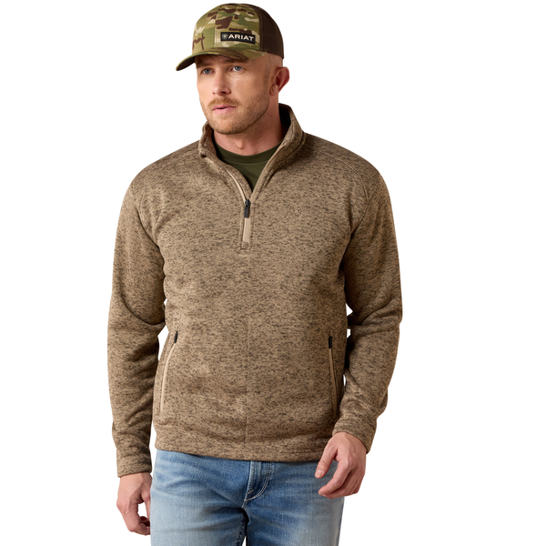 ARIAT CALDWELL 1/4 ZIP SAVANNAH TAN - MEN SWEATER  - 10079435