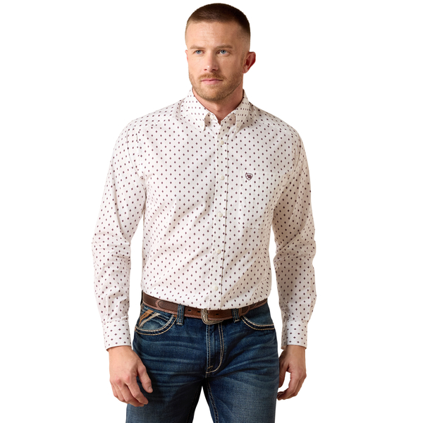 ARIAT CAMPBELL WHITE GEO PRINT - MENS SHIRT  - 10079423
