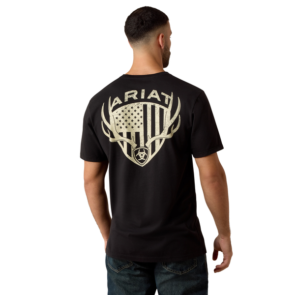 ARIAT EUROMOUNT PATRIOT BLACK - MENS TEE  - 10079498