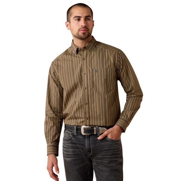ARIAT COBY GREY BLUE VERTICAL STRIPE - MENS SHIRT  - 10079607