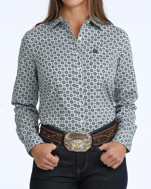 CINCH LIGHT BLUE GEOMETRIC PRINT - LADIES SHIRT  - MSW9164280