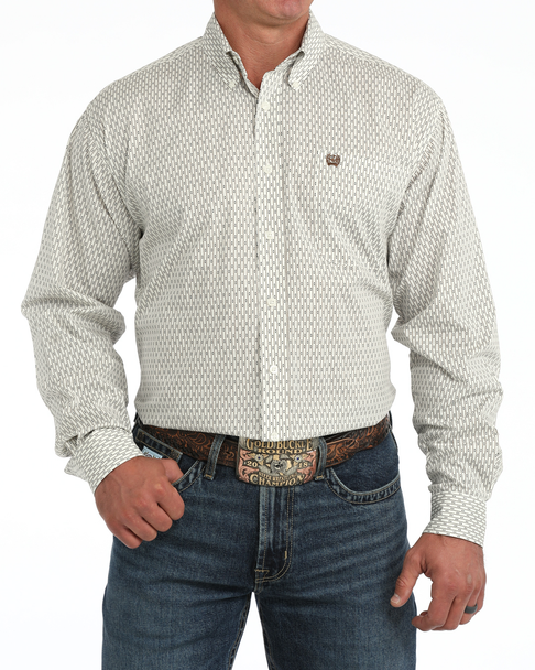 CINCH CREAM GEOMETRIC PRINT - MENS SHIRT  - MTW1106156
