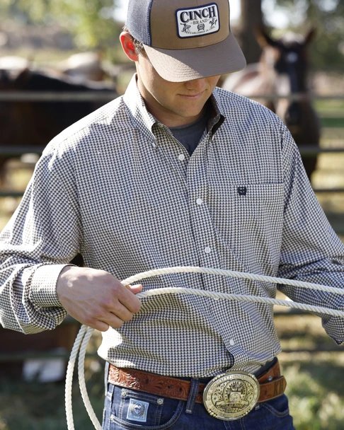 CINCH BROWN GEOMETRIC PRINT - MENS SHIRT  - MTW1106142