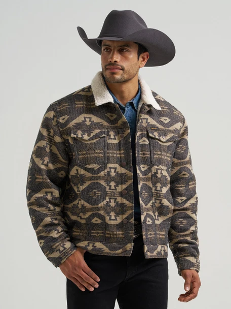 WRANGLER JACQUARD SHERPA LINED ELMWOOD - MENS JACKET  - 112381945
