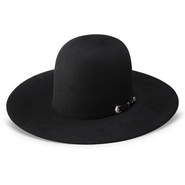 RESISTOL MIDNIGHT 6X BLACK OPEN CROWN - HAT FELTS  - RFMDNT-164207