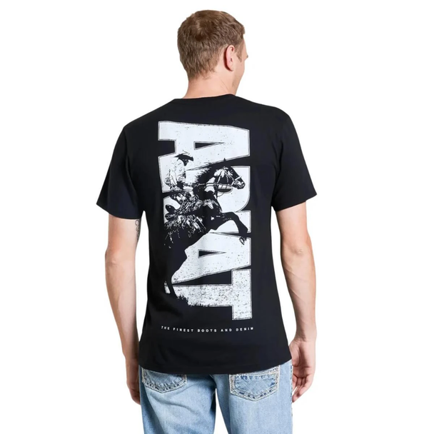 ARIAT SILO CHARGER PRINT BLACK - MENS TEE  - 10082623
