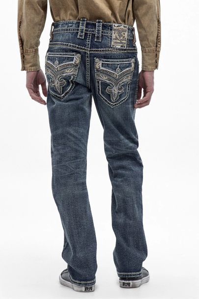 ROCK REVIVAL TRUETT STRAIGHT MEDIUM BLUE - MENS JEANS  - RP5753J200R