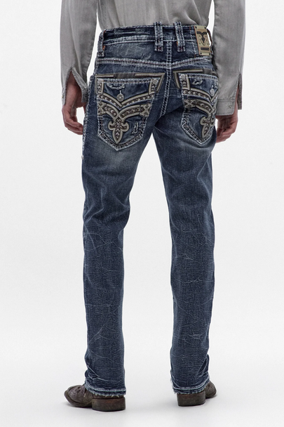 ROCK REVIVAL EGGPLANT STRAIGHT MEDIUM BLUE - MENS JEANS  - RP3500J217R