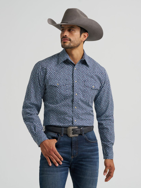 WRANGLER 20X COMPETITION BLUE PRINT - MENS SHIRT  - 112384657