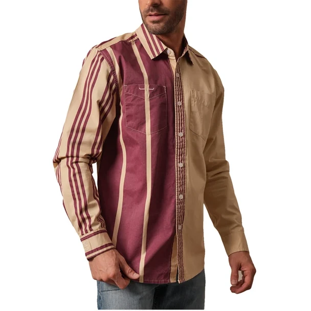 KIMES RANCH ZACH TOP BERRY STRIPED NAT - MENS SHIRT  - MDS0000045-BE006