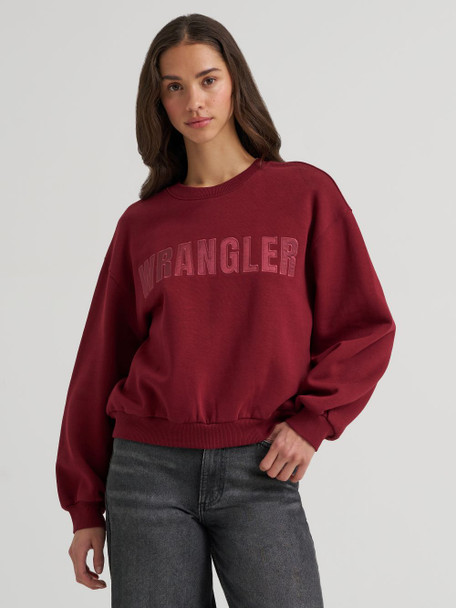 WRANGLER LOGO CABERNET CREW FLEECE - LADIES SWEATSHIRT  - 112384039
