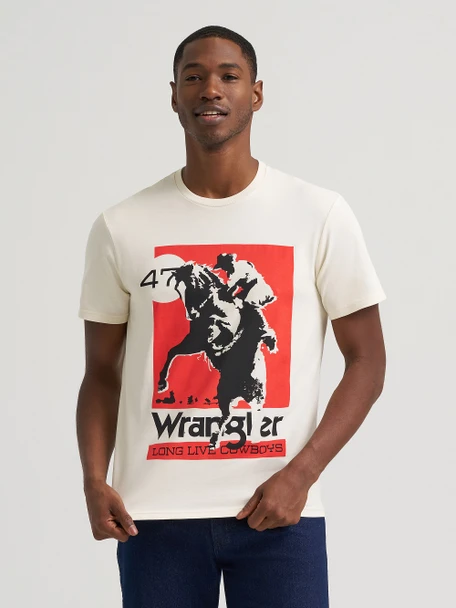 WRANGLER ANTIQUE WHITE BUCKING BRONCO - MENS TEE  - 112383926