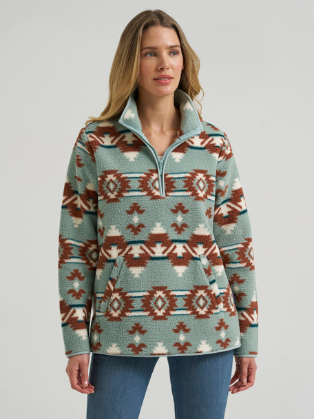 WRANGLER PUNCHY SHERPA 1/4 ZIP BLUE - LADIES SWEATSHIRT  - 112385461