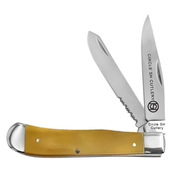 CIRCLE SH CUTLERY OX HORN FOLDER SERRATED 3 3/4" - ACC KNIVES  - CSH-2