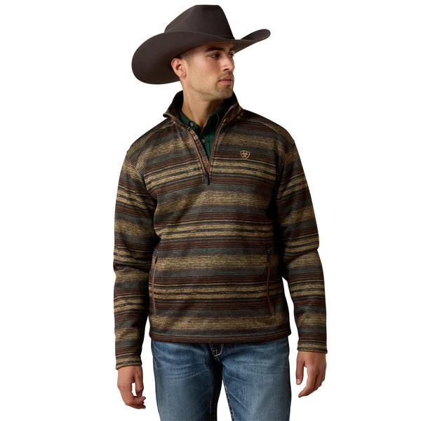 ARIAT CALDWELL 1/4 ZIP BROWN SERAPE - MEN SWEATER  - 10081928
