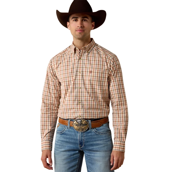 ARIAT PRO DAVE VANILLA CUSTARD PLAID - MENS SHIRT  - 10080629