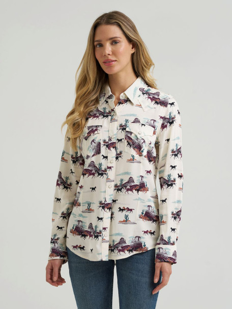 WRANGLER BOLD BUCKING SIERRA SNAP WHITE - LADIES SHIRT  - 112385435