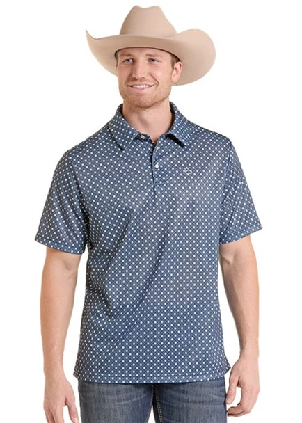 PANHANDLE SLIM DARK GREY SNAP PRINT - MENS POLO  - TM51T10191