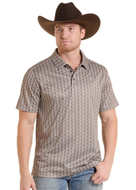 ROCK & ROLL TAN STRIPE PRINTED - MENS POLO  - BM51T10053