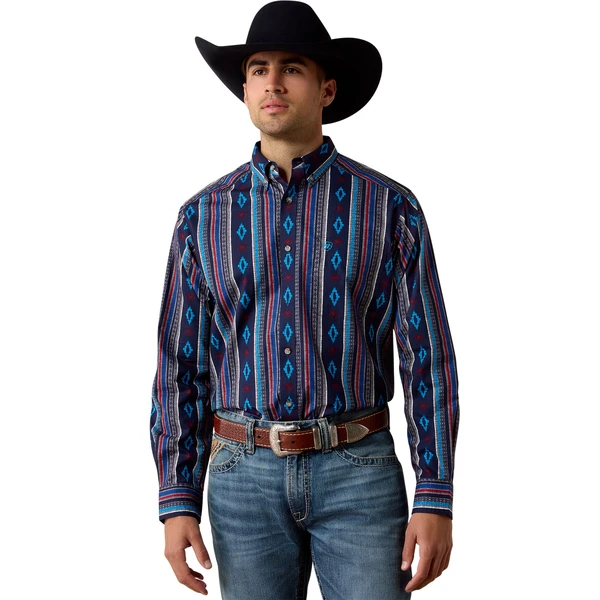 ARIAT NOVAK BLUE MULTI PRINT - MENS SHIRT  - 10080743