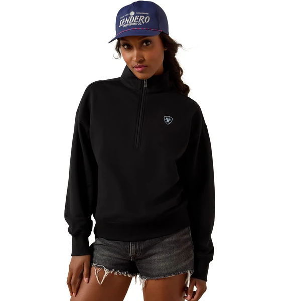 ARIAT 1/2 ZIP SWEATSHIRT BLACK - LADIES SWEATSHIRT  - 10085378
