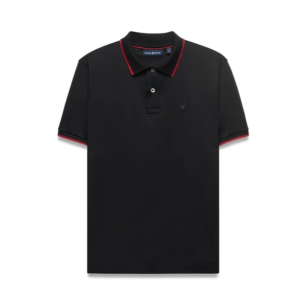 PSYCHO BUNNY CAIDEN INTERLOCK BLACK - MENS POLO  - MT0100276-001