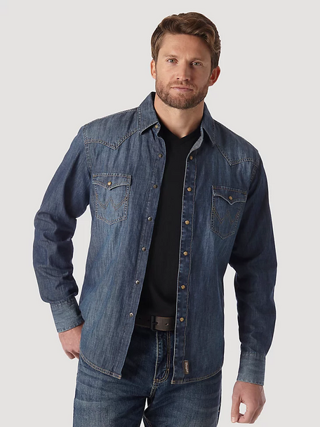 WRANGLER RETRO PREMIUM DENIM SNAP - MENS SHIRT  - MVR458D