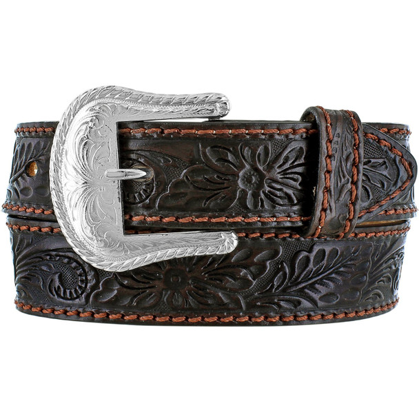 TONY LAMA CHOCOLATE FLORAL TOOLED - ACCESSORIES BELT MEN - C40068