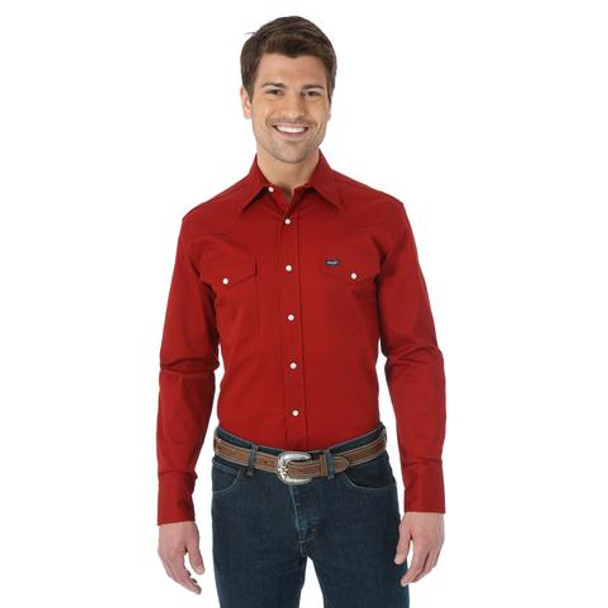 WRANGLER COWBOY CUT WESTERN SNAP RED - MENS SHIRT  - MACW06R