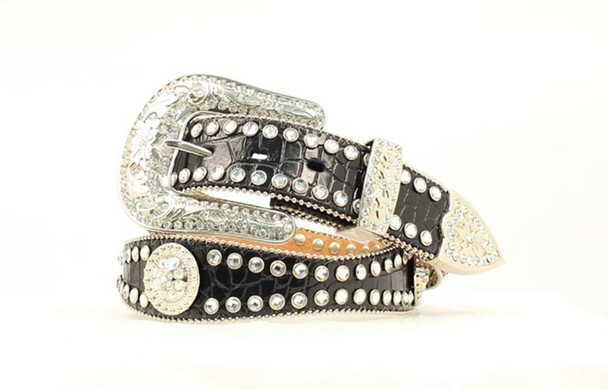 BLAZZIN ROXX CROC PRINT LEATHER BLACK - ACCESSORIES BELT LADIES - N3512001