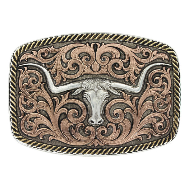 MONTANA SILVERSMITHS TRI-COLOR CHAMPION LONGHORN - ACC BUCKLE  - 33010TRI